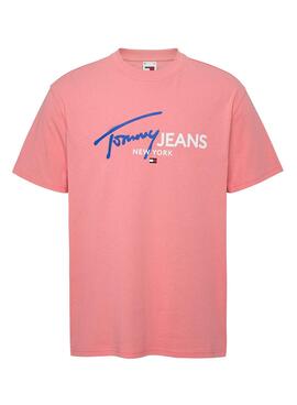 T-Shirt Tommy Jeans Spray Pop Pink für Herren.
