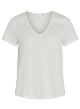 T-shirt Vila Viamer V-Neck Weiß für Damen
