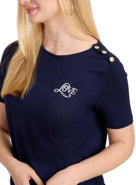 T-shirt Naf Naf Love Navy für Damen