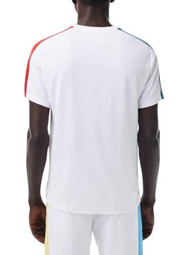 Tennis-Lacoste T-Shirt Colorblock Weiß für Herren