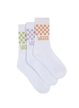 Socken Vans Pack Check Crew Weiß für Damen und Herren