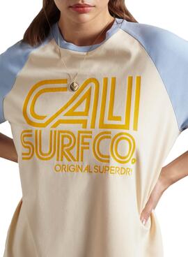 Kleid Superdry Cali Supf Gelb für Damen