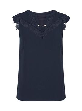 T-Shirt Naf Naf Embroidery Marineblau für Damen
