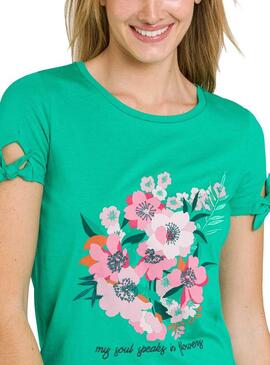 T-Shirt Naf Naf Embroidered Grün für Damen