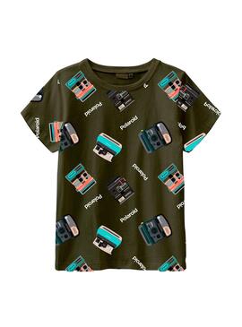 T-Shirt Name It Polaroid Grün für Junge