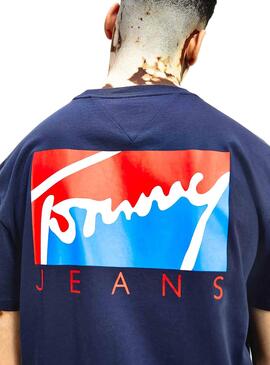 T-Shirt Tommy Jeans Block Graphic Marineblau