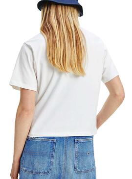 T-Shirt Tommy Jeans Boxy Crop Weiss für Damen