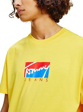 T-Shirt Tommy Jeans Block Graphic Gelb Herren