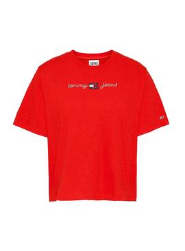 T-Shirt Tommy Jeans Boxy Crop Rot für Damen