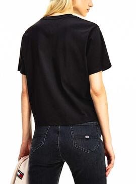 T-Shirt Tommy Jeans Boxy Crop Schwarz für Damen