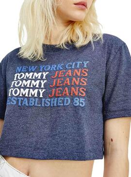 T-Shirt Tommy Jeans Super Crop Flag Blau Damen