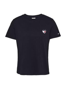 T-Shirt Tommy Jeans Homespun Heart Schwarz Damen