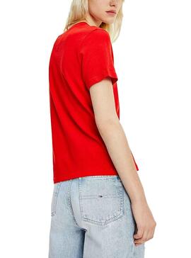 T-Shirt Tommy Jeans Homespun Rot für Damen