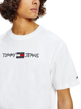 T-Shirt Tommy Jeans  Linear Written Weiss Herren