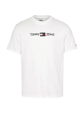 T-Shirt Tommy Jeans  Linear Written Weiss Herren