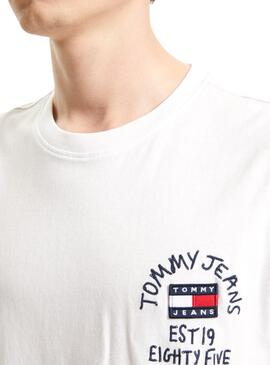 T-Shirt Tommy Jeans Chest Written  Weiss Herren