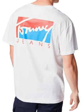 T-Shirt Tommy Jeans Block Graphic Weiss Herren