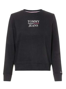 Sweatshirt Tommy Jeans Terry Logo Schwarz für Damen