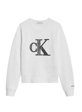 Sweatshirt Calvin Klein Jeans Jumpsuitgram Weiss Mädchen