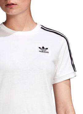 T-Shirt Adidas 3 Bandas Weiss für Damen