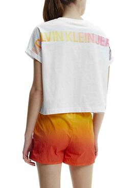 T-Shirt Calvin Klein Jeans Degrade Weiss Damen