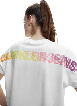 T-Shirt Calvin Klein Jeans Degrade Weiss Damen