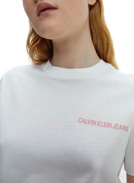 T-Shirt Calvin Klein Jeans Vertikal Weiss Damen