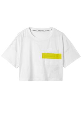 T-Shirt Calvin Klein Hero-Logo Crop Weiss