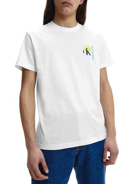 T-Shirt Calvin Klein Palm Print Weiss Herren