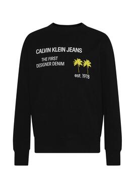 Sweatshirt Calvin Klein Jeans Palm Print Schwarz Herren