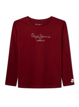 T-Shirt Pepe Jeans Nuria Bordeaux für Mädchen