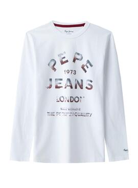 T-Shirt Pepe Jeans Diego Weiss für Junge