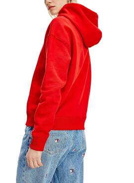 Sweatshirt Tommy Jeans Boxy Homespun Rot Damen
