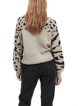 Pullover Vila Alia Animal Print Beige für Damen