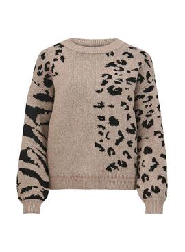 Pullover Vila Alia Animal Print Beige für Damen