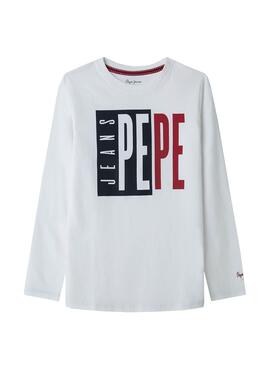 T-Shirt Pepe Jeans Aaron Weiss für Junge