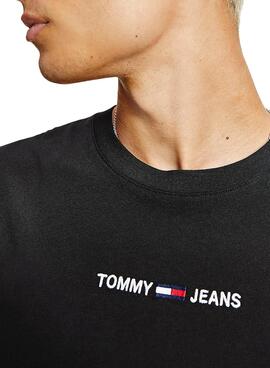 T-Shirt Tommy Jeans Small Text Schwarz für Herren