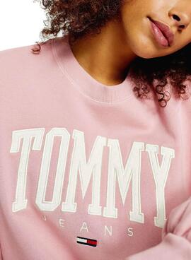 Sweatshirt Tommy Jeans Collegiate Rosa für Damen