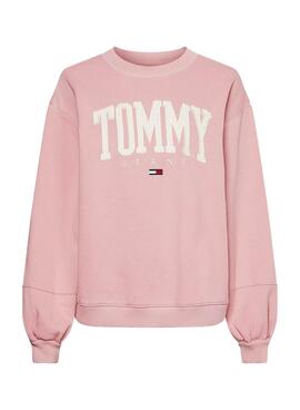 Sweatshirt Tommy Jeans Collegiate Rosa für Damen