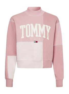 Sweatshirt Tommy Jeans Collegiate Rosa Cropped Damen
