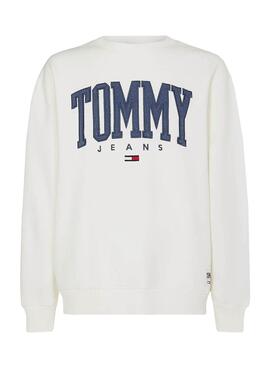 Sweatshirt Tommy Jeans Collegiate Weiss Herren
