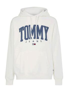 Sweatshirt Tommy Jeans Collegiate Weiss Kapuze