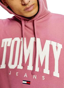 Sweatshirt Tommy Jeans Collegiate Rosa Kapuze