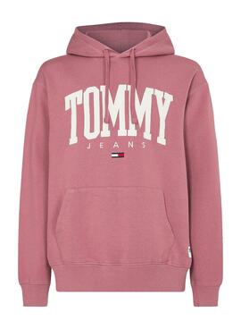Sweatshirt Tommy Jeans Collegiate Rosa Kapuze
