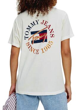 T-Shirt Tommy Jeans Relaxed Vintage Weiss Damen