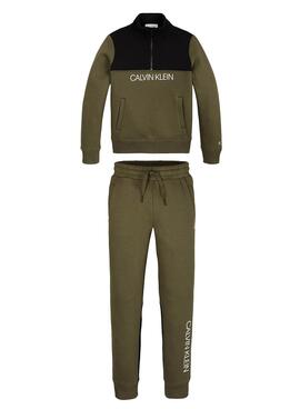 Trainingsanzug Calvin Klein CLR Block Zip Grün für Junge