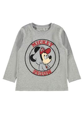 T-Shirt Name It Mickey Grau für Junge