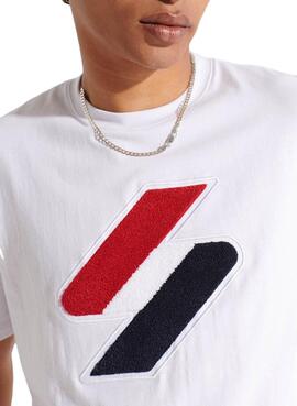 T-Shirt Superdry Code Logo Weiss für Herren