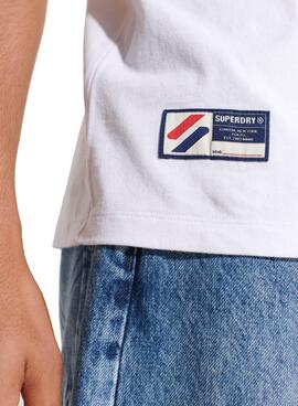 T-Shirt Superdry Code Logo Weiss für Herren