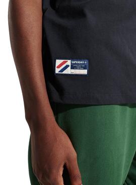 T-Shirt Superdry Code Logo Marineblau für Herren